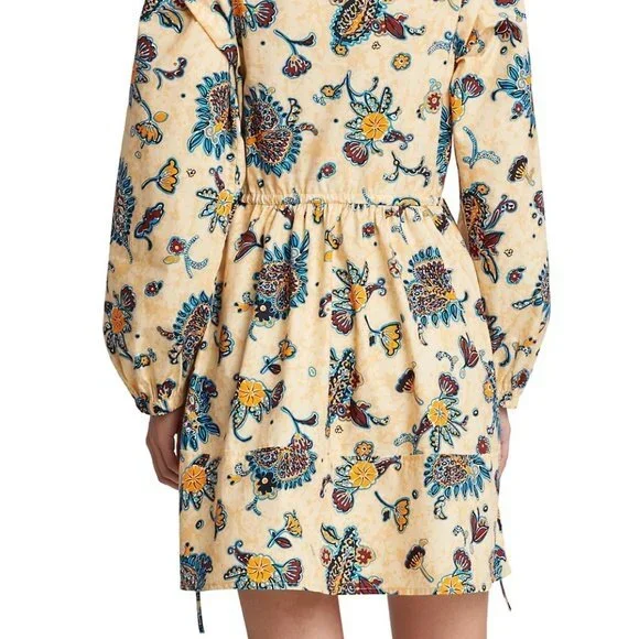 A.L.C Myra Women's Floral Long Sleeve V-Neck Mini Dress. Apricot. Size 4. Cute - Picture 3 of 15